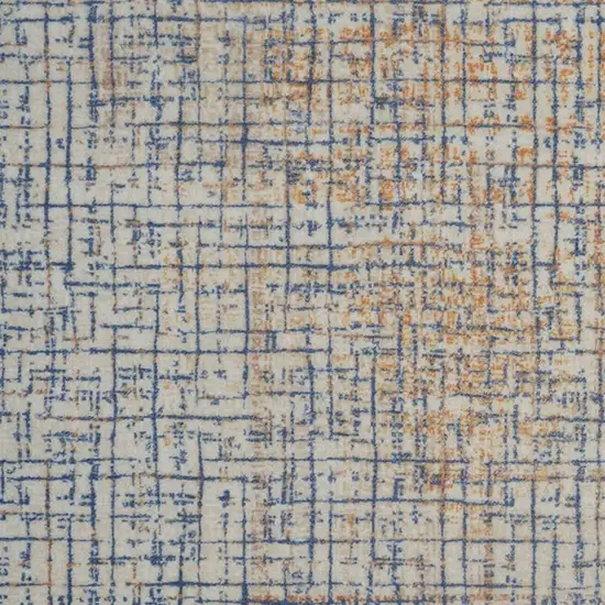 Blue Ivory And Orange Abstract Washable Area Rug Photo 3