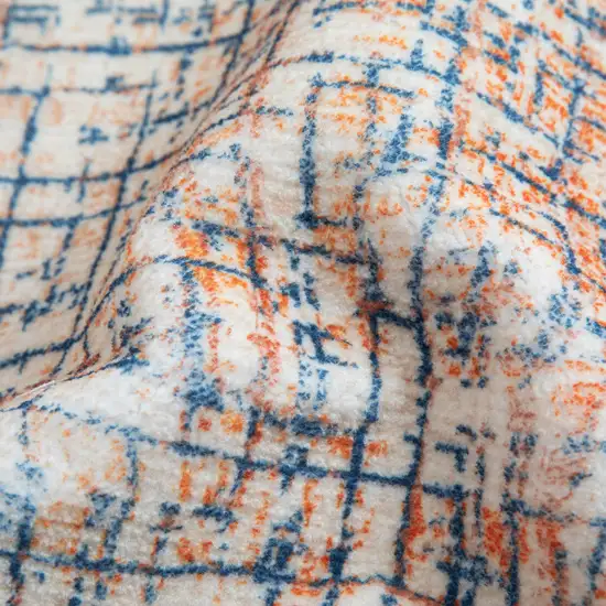 Blue Ivory And Orange Abstract Washable Area Rug Photo 9