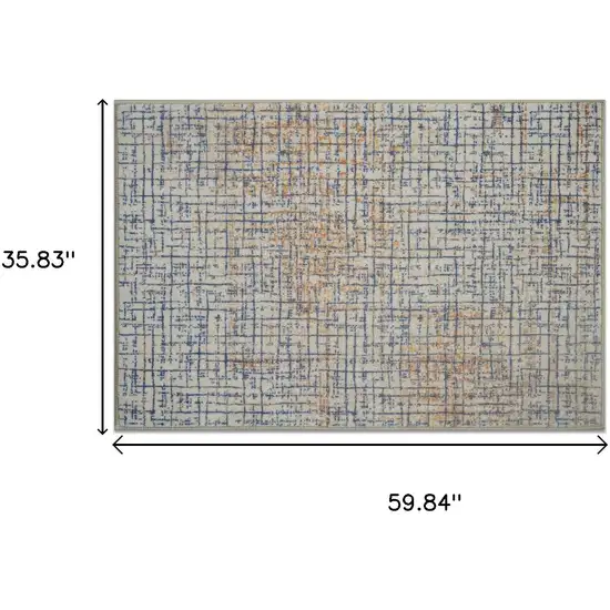 Blue Ivory And Orange Abstract Washable Area Rug Photo 8
