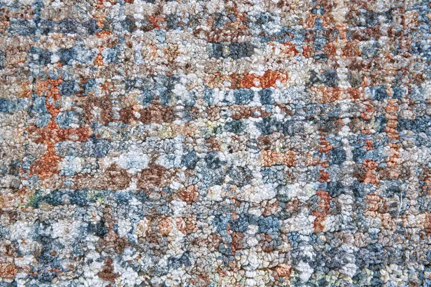 Blue Ivory And Orange Plaid Tufted Handmade Area Rug Photo 5