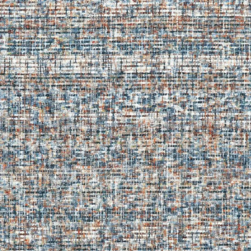 Blue Ivory And Orange Plaid Tufted Handmade Area Rug Photo 4
