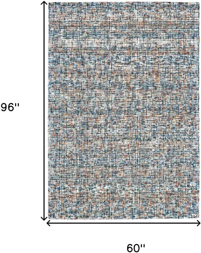 Blue Ivory And Orange Plaid Tufted Handmade Area Rug Photo 7