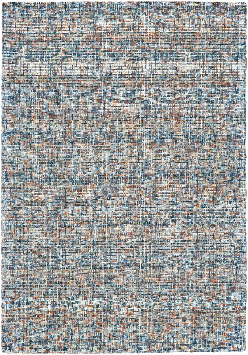 Blue Ivory And Orange Plaid Tufted Handmade Area Rug Photo 1