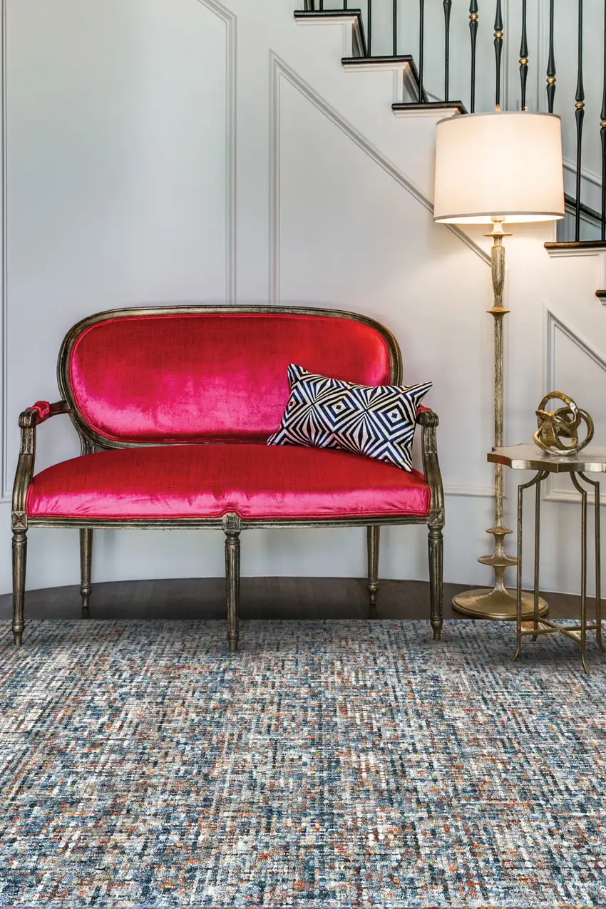 Blue Ivory And Orange Plaid Tufted Handmade Area Rug Photo 7