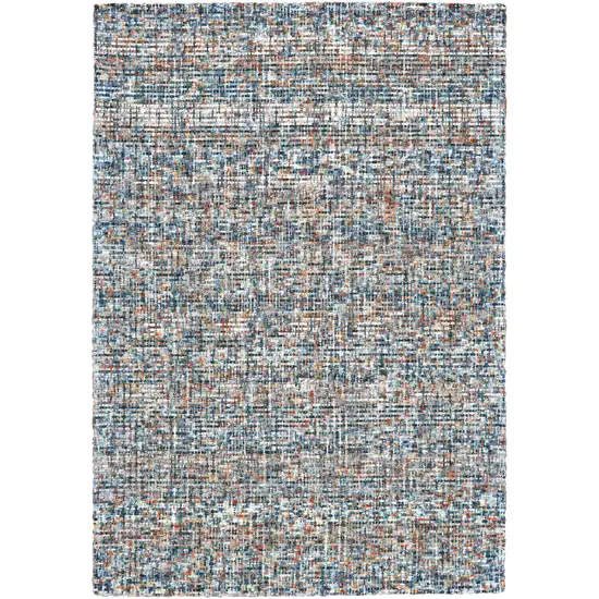 Blue Ivory And Orange Plaid Tufted Handmade Area Rug Photo 2