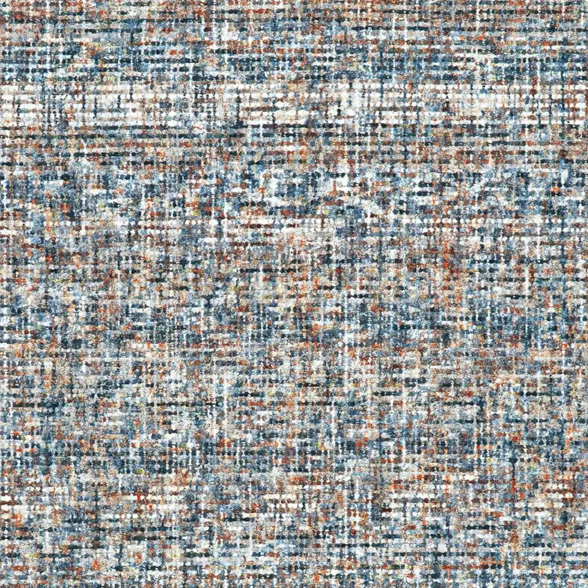 Blue Ivory And Orange Plaid Tufted Handmade Area Rug Photo 5