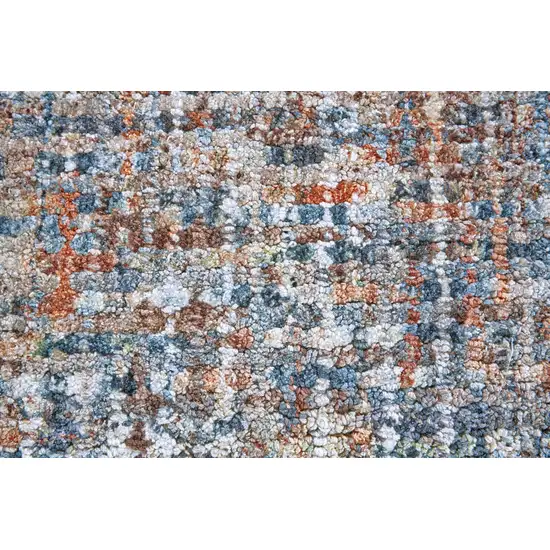Blue Ivory And Orange Plaid Tufted Handmade Area Rug Photo 8