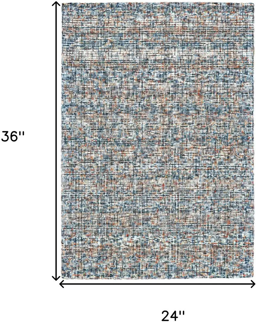 Blue Ivory And Orange Plaid Tufted Handmade Area Rug Photo 7