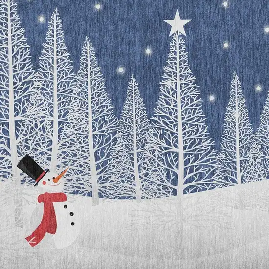 Blue And White Winter Snowman Washable Area Rug With UV Protection Photo 3