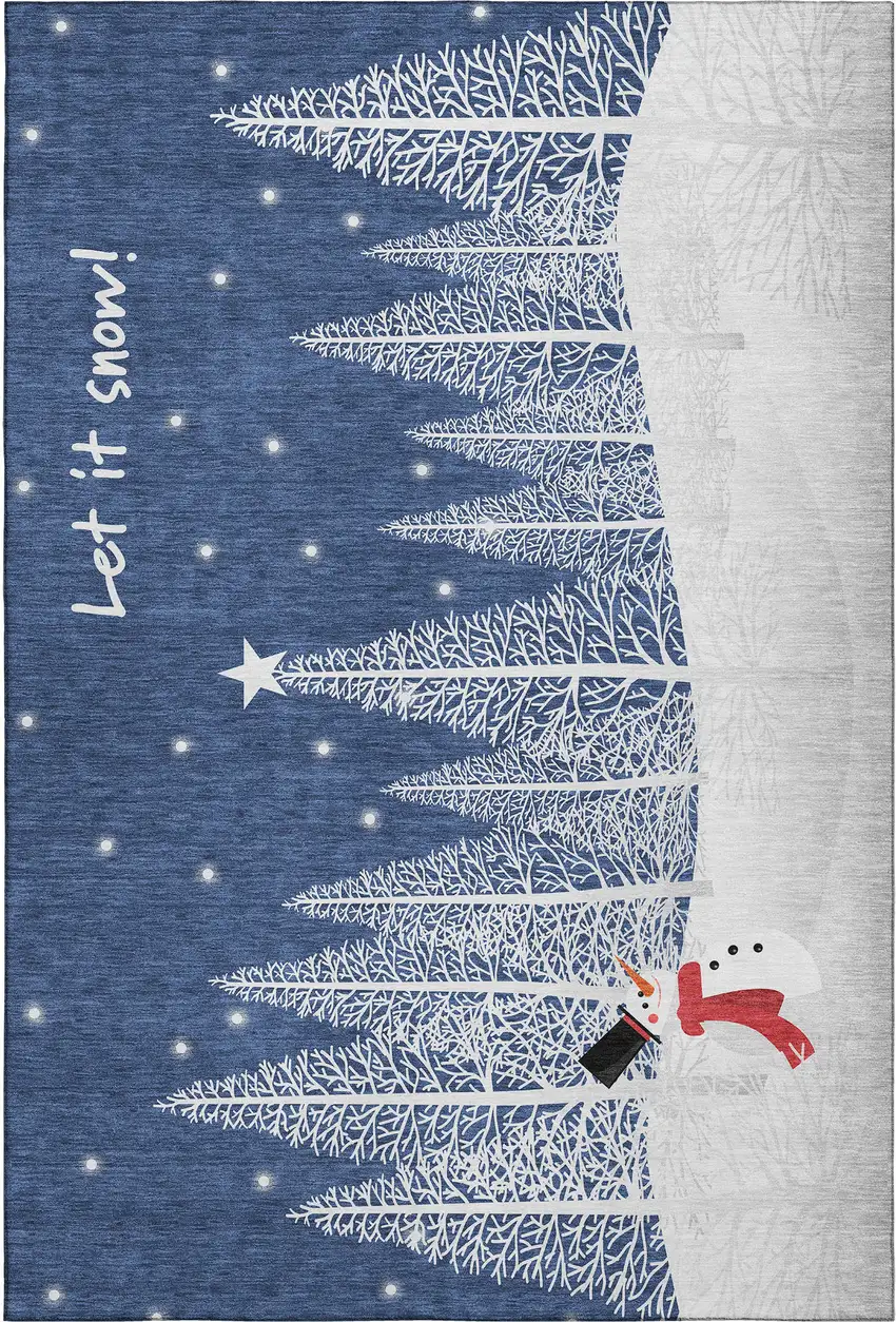 Blue Ivory And Red Botanical Leaves Washable Area Rug With UV Protection Photo 2