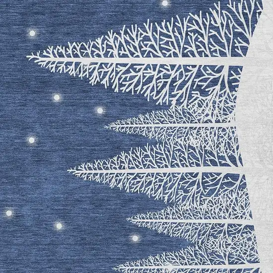 Blue Ivory And Red Botanical Leaves Washable Area Rug With UV Protection Photo 4