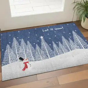 Photo of Blue Ivory And Red Botanical Leaves Washable Area Rug With UV Protection