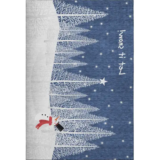 Blue Ivory And Red Botanical Leaves Washable Area Rug With UV Protection Photo 5