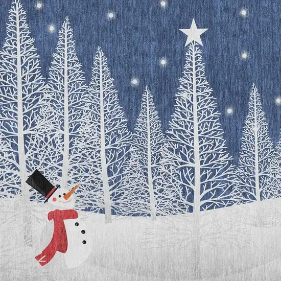 Blue And White Winter Snowman Washable Area Rug With UV Protection Photo 3