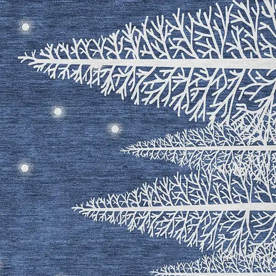 Blue Ivory And Red Botanical Leaves Washable Area Rug With UV Protection Photo 4