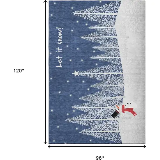 Blue Ivory And Red Botanical Leaves Washable Area Rug With UV Protection Photo 3