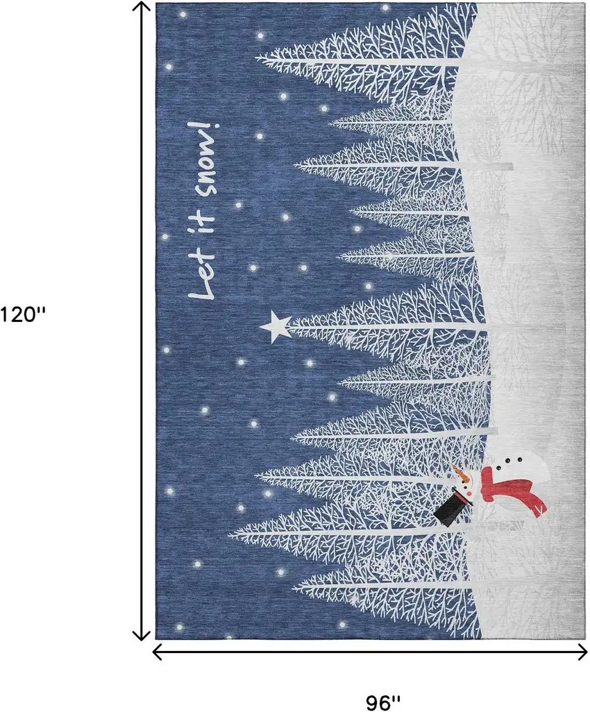 Blue Ivory And Red Botanical Leaves Washable Area Rug With UV Protection Photo 3