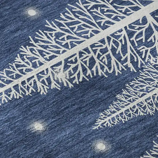 Blue Ivory And Red Botanical Leaves Washable Area Rug With UV Protection Photo 9