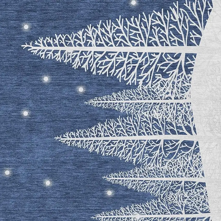 Blue Ivory And Red Botanical Leaves Washable Area Rug With UV Protection Photo 5