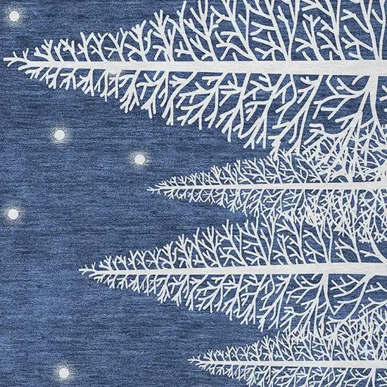 Blue Ivory And Red Botanical Leaves Washable Area Rug With UV Protection Photo 4