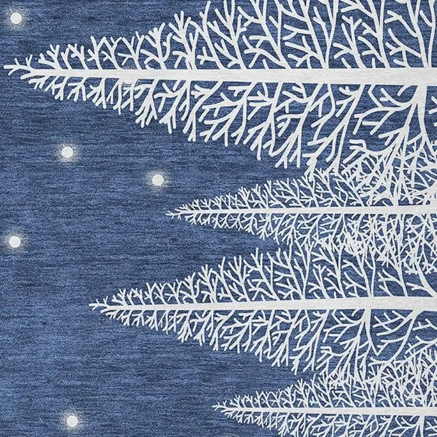 Blue Ivory And Red Botanical Leaves Washable Area Rug With UV Protection Photo 4