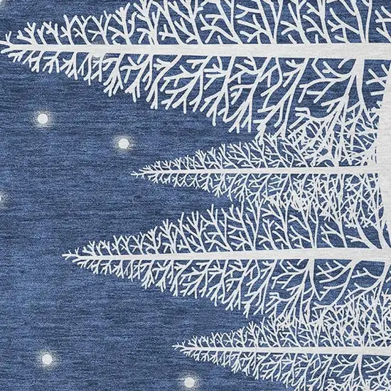 Blue Ivory And Red Botanical Leaves Washable Area Rug With UV Protection Photo 4