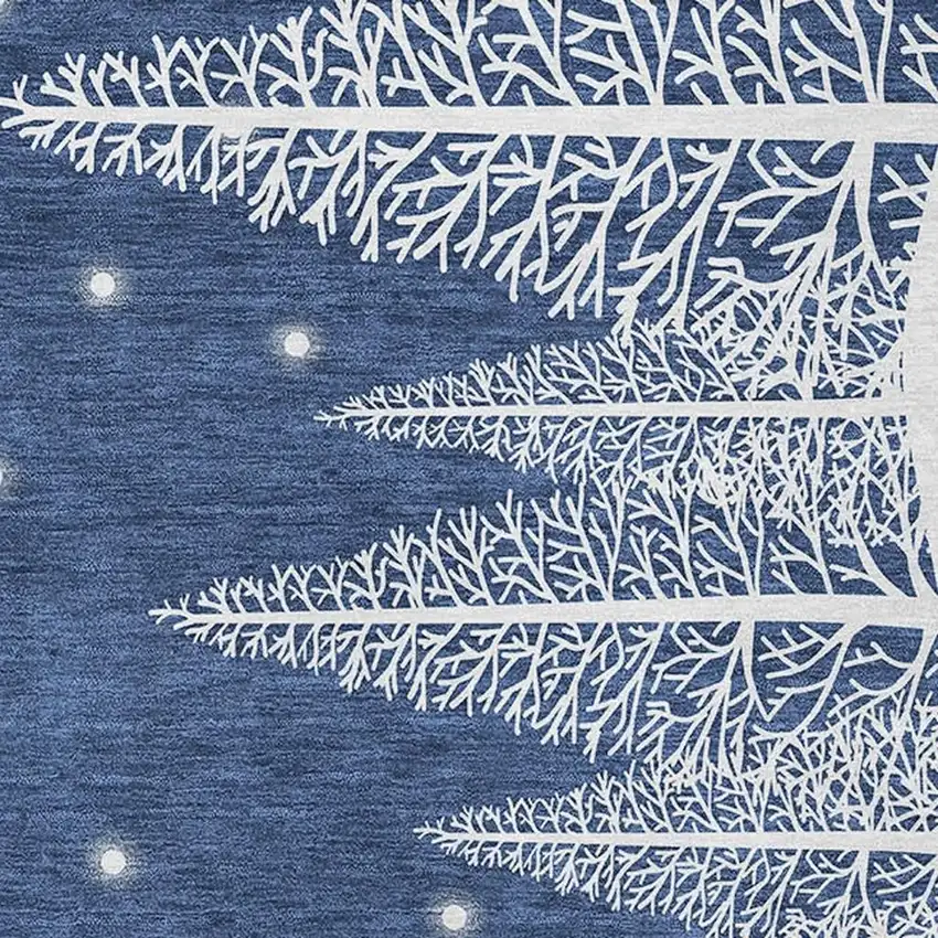 Blue Ivory And Red Botanical Leaves Washable Area Rug With UV Protection Photo 4