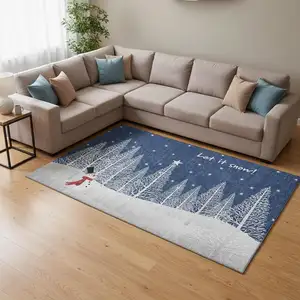 Photo of Blue Ivory And Red Botanical Leaves Washable Area Rug With UV Protection