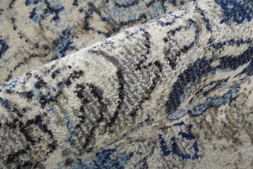 Blue Ivory And Red Floral Power Loom Distressed Stain Resistant Area Rug Photo 9