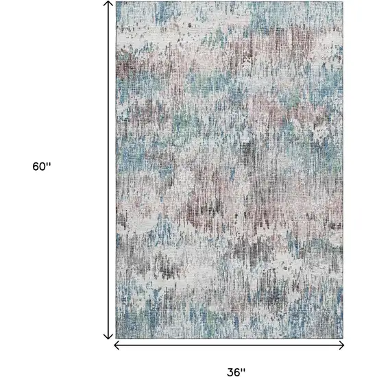 Blue Ivory And Sage Abstract Washable Indoor Outdoor Area Rug Photo 3