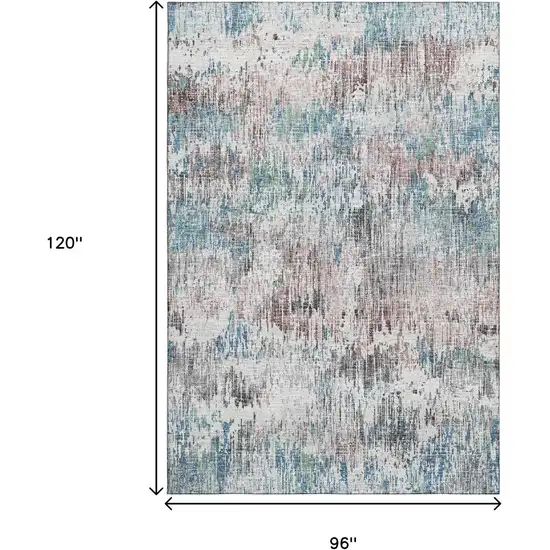 Blue Ivory And Sage Abstract Washable Indoor Outdoor Area Rug Photo 3