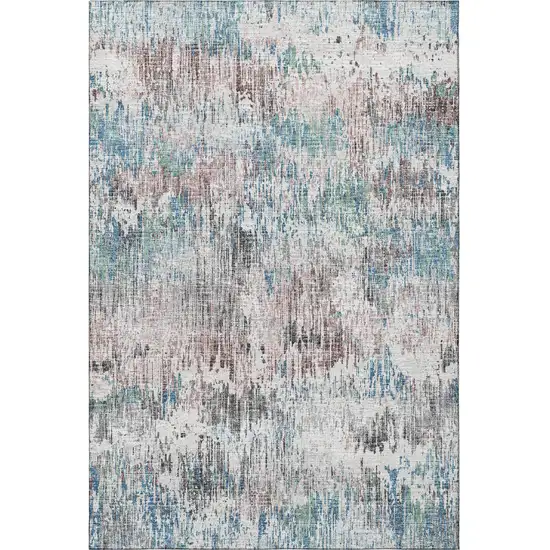 Blue Ivory And Sage Abstract Washable Indoor Outdoor Area Rug Photo 5