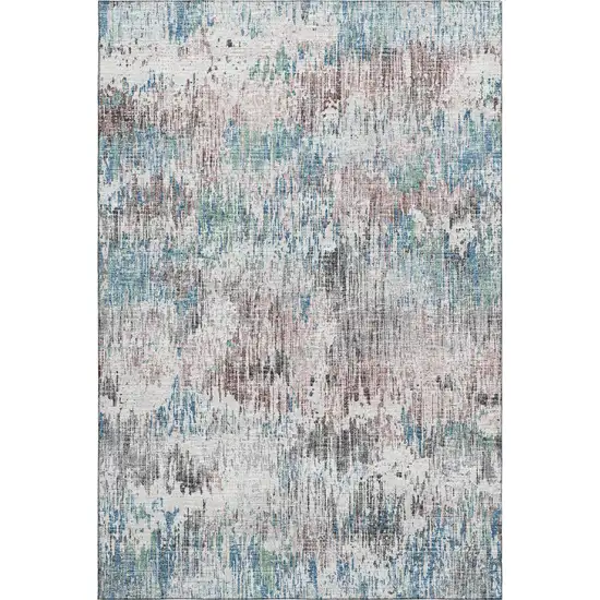 Blue Ivory And Sage Abstract Washable Indoor Outdoor Area Rug Photo 2