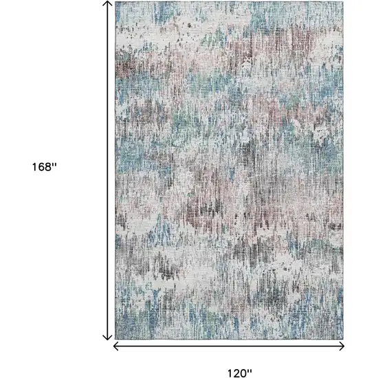 Blue Ivory And Sage Abstract Washable Indoor Outdoor Area Rug Photo 3