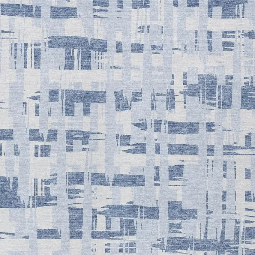 Blue Ivory And Sky Blue Striped Washable Indoor Outdoor Area Rug Photo 4