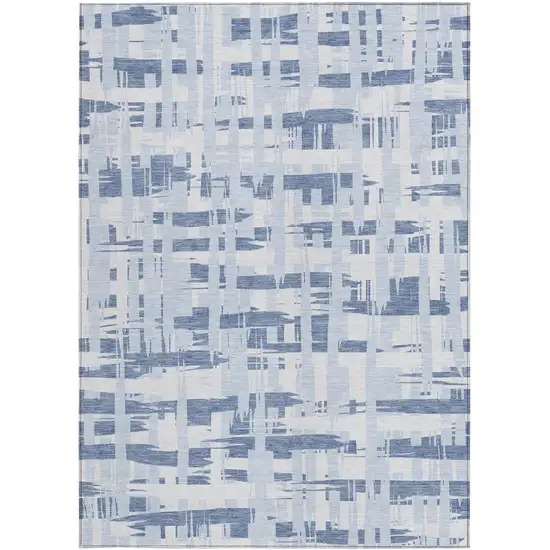 Blue Ivory And Sky Blue Striped Washable Indoor Outdoor Area Rug Photo 3