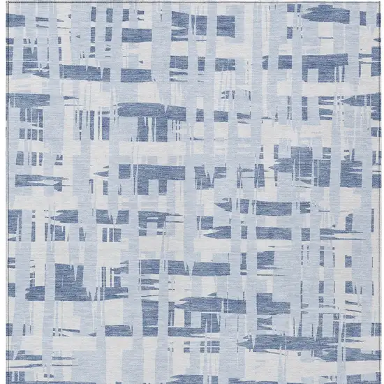 Blue Ivory And Sky Blue Striped Washable Indoor Outdoor Area Rug Photo 6