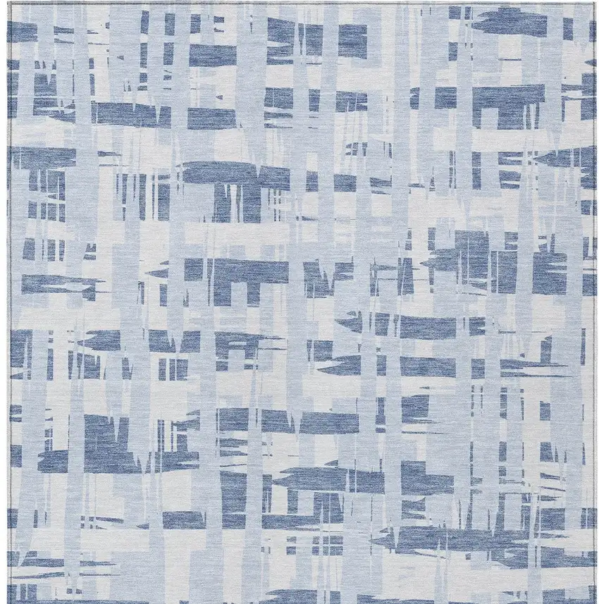 Blue Ivory And Sky Blue Striped Washable Indoor Outdoor Area Rug Photo 6