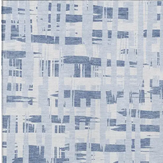 Blue Ivory And Sky Blue Striped Washable Indoor Outdoor Area Rug Photo 4
