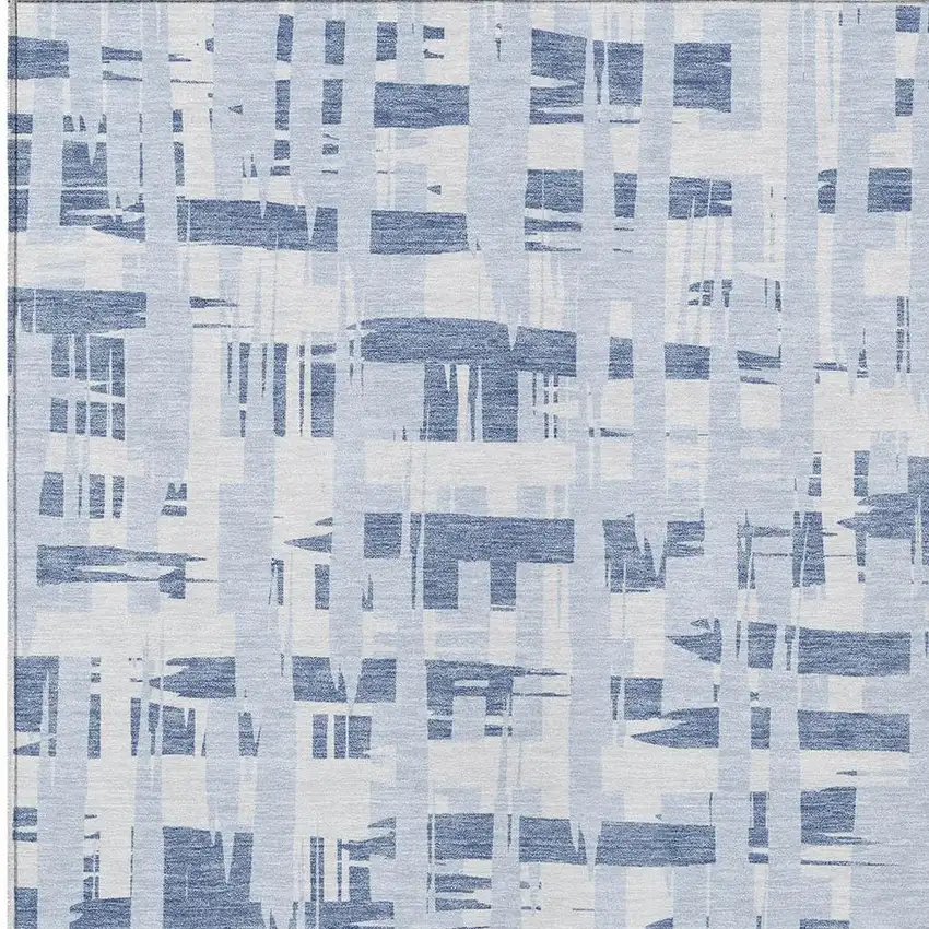 Blue Ivory And Sky Blue Striped Washable Indoor Outdoor Area Rug Photo 4