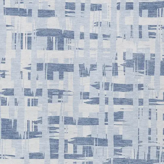 Blue Ivory And Sky Blue Striped Washable Indoor Outdoor Area Rug Photo 7