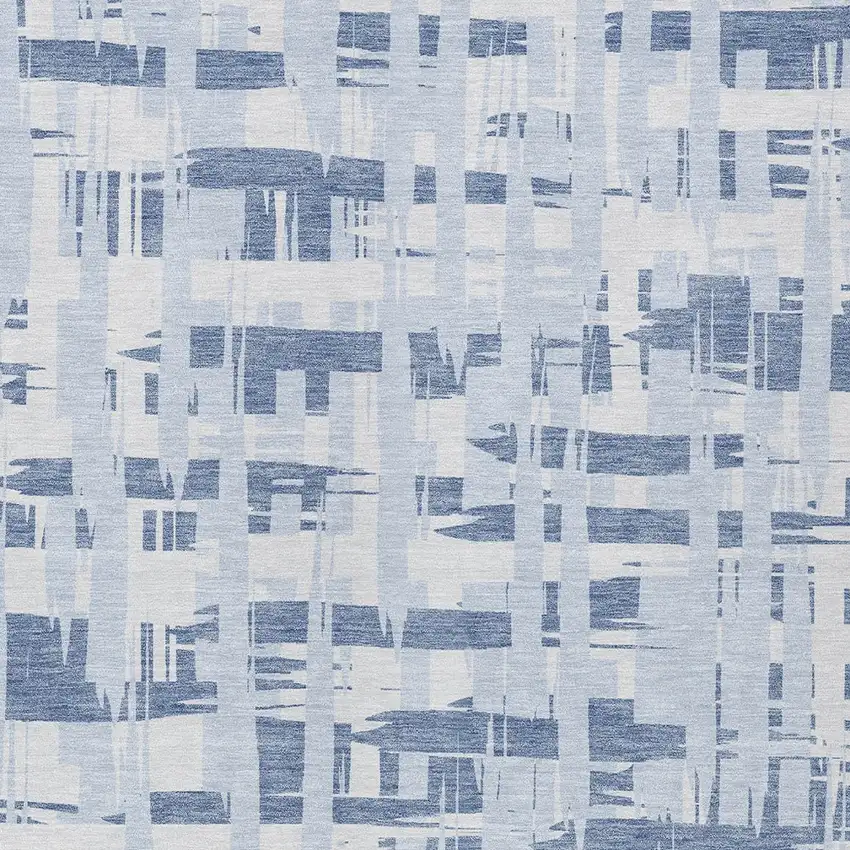 Blue Ivory And Sky Blue Striped Washable Indoor Outdoor Area Rug Photo 7