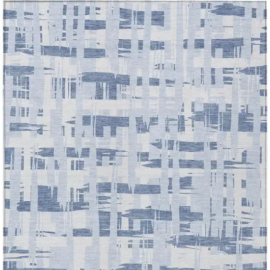 Blue Ivory And Sky Blue Striped Washable Indoor Outdoor Area Rug Photo 4