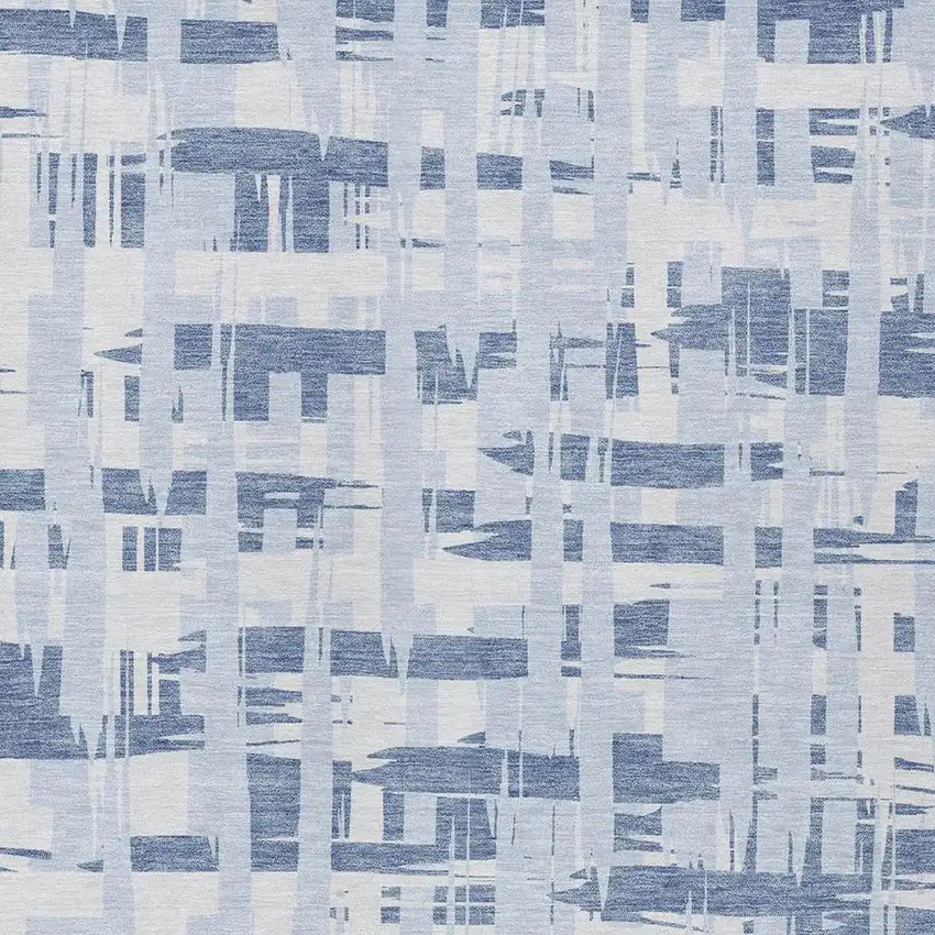 Blue Ivory And Sky Blue Striped Washable Indoor Outdoor Area Rug Photo 3