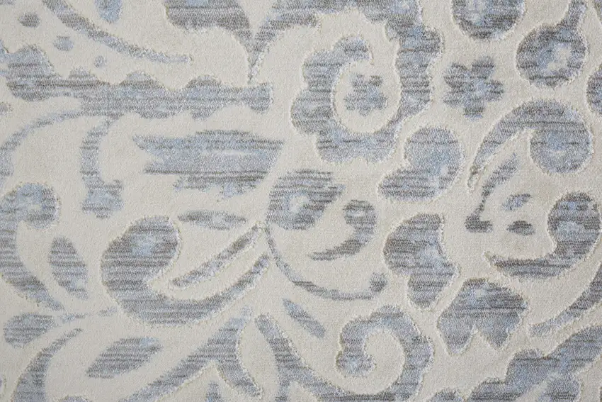 Blue Ivory And Tan Floral Distressed Stain Resistant Area Rug Photo 9
