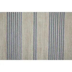 Photo of Blue Ivory And Tan Striped Dhurrie Hand Woven Stain Resistant Area Rug