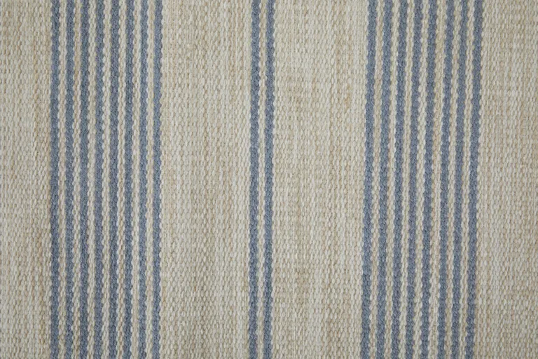 Blue Ivory And Tan Striped Dhurrie Hand Woven Stain Resistant Area Rug Photo 1