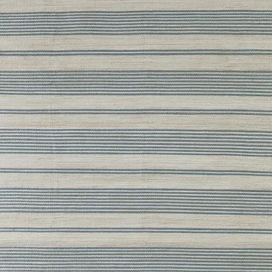 Blue Ivory And Tan Striped Dhurrie Hand Woven Stain Resistant Area Rug Photo 2