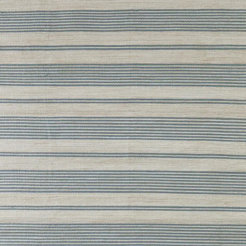 Blue Ivory And Tan Striped Dhurrie Hand Woven Stain Resistant Area Rug Photo 2