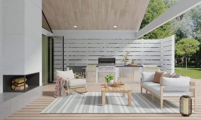 Blue Ivory And Tan Striped Dhurrie Hand Woven Stain Resistant Area Rug Photo 6